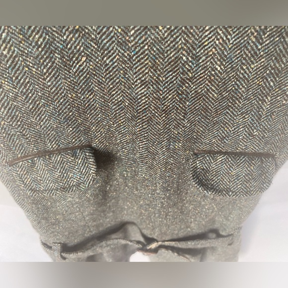 Burberry gray herringbone tweed wool dress with belt, size 5, fully lined. - Picture 5 of 13